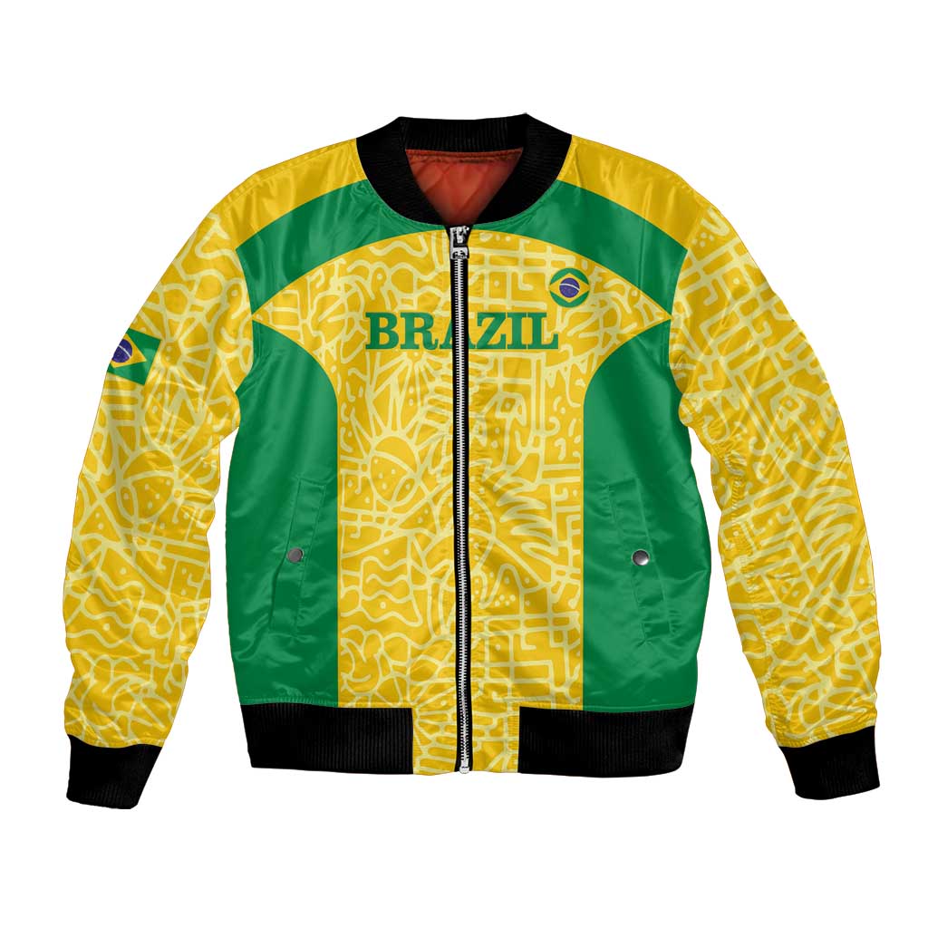 Green and yellow bomber jacket with full front zipper and black rib trim