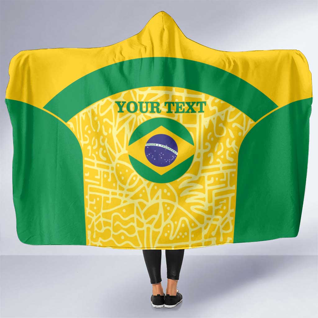 Custom Brazil Football Hooded Blanket Vamos Selecao - Yellow