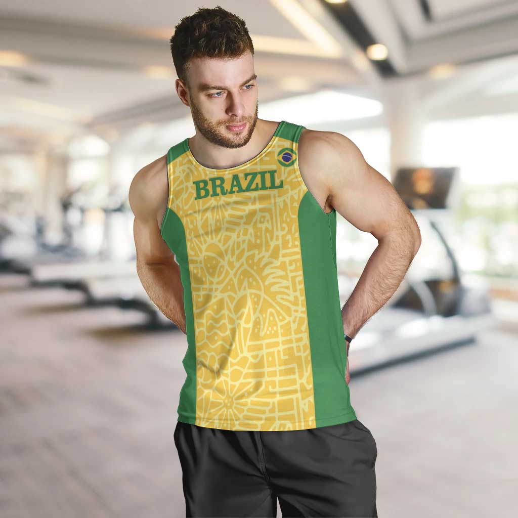 Custom Brazil Football Men Tank Top Vamos Selecao - Yellow - Wonder Print Shop