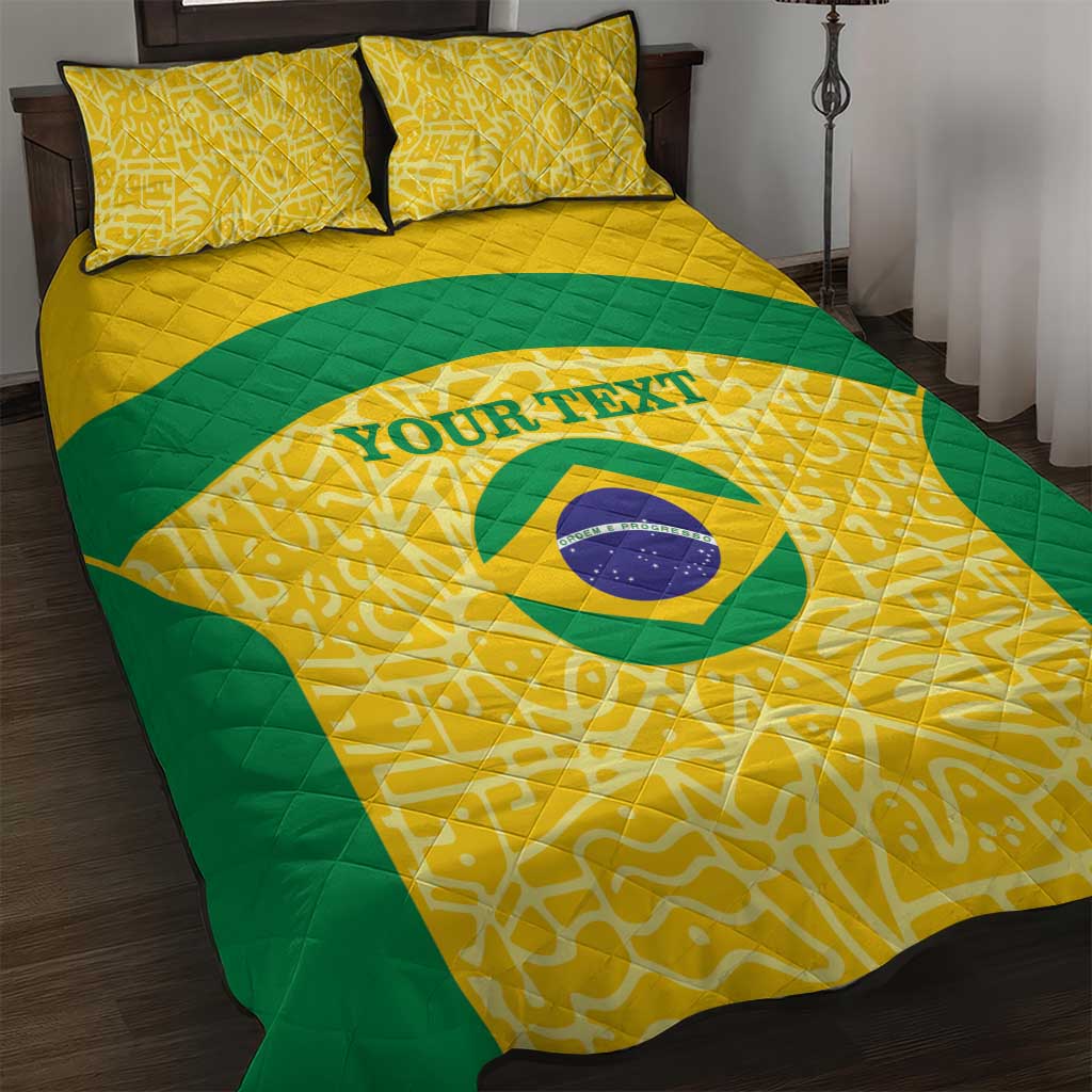 Custom Brazil Football Quilt Bed Set Vamos Selecao - Yellow - Wonder Print Shop