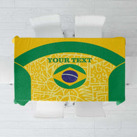 Brazil football tablecloth in yellow and green with central Brazil crest design