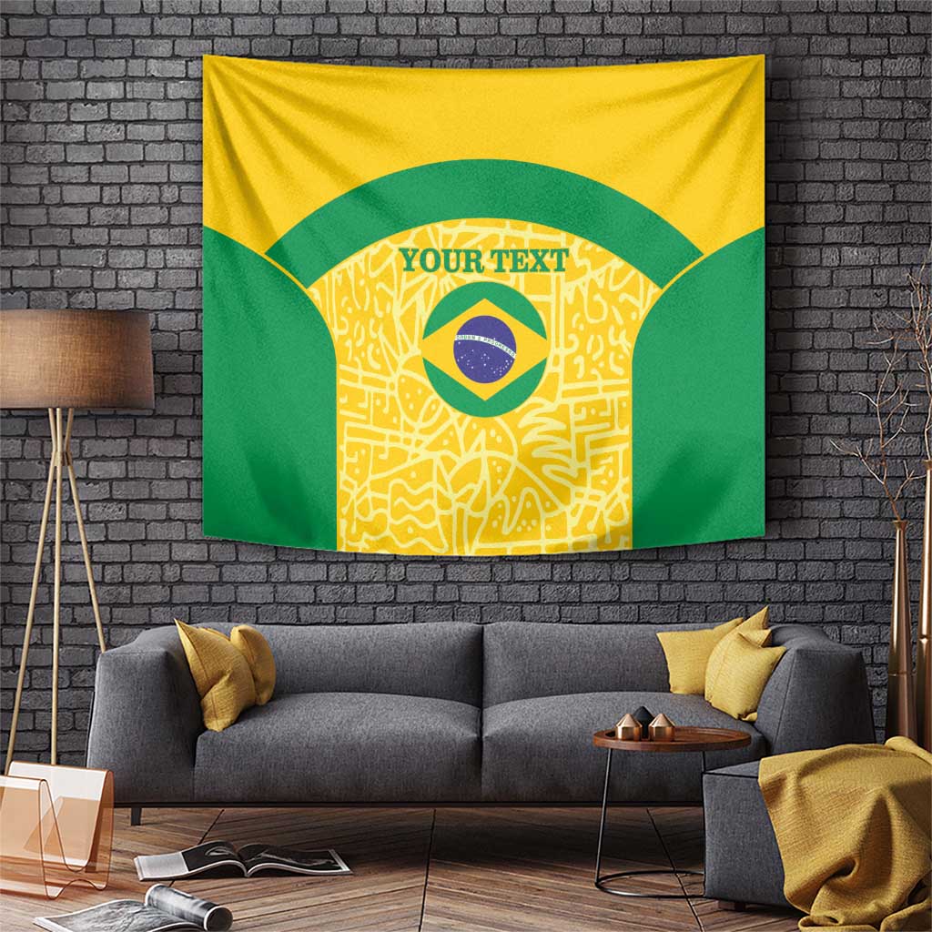 Custom Brazil Football Tapestry Vamos Selecao - Yellow