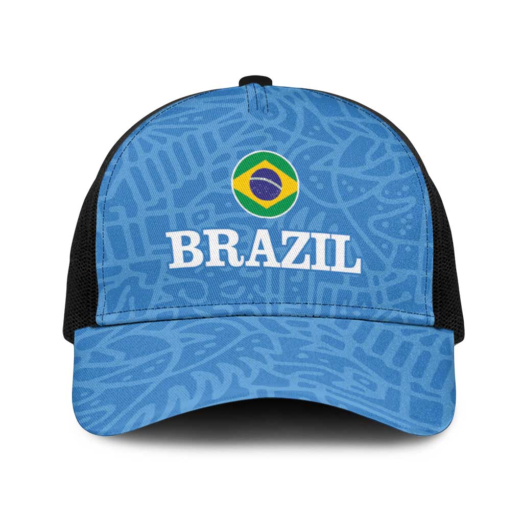 Brazil Football Baseball Net Cap Vamos Selecao - Blue