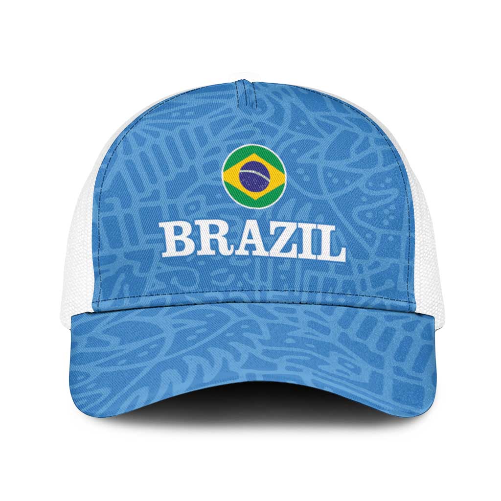 Brazil Football Baseball Net Cap Vamos Selecao - Blue
