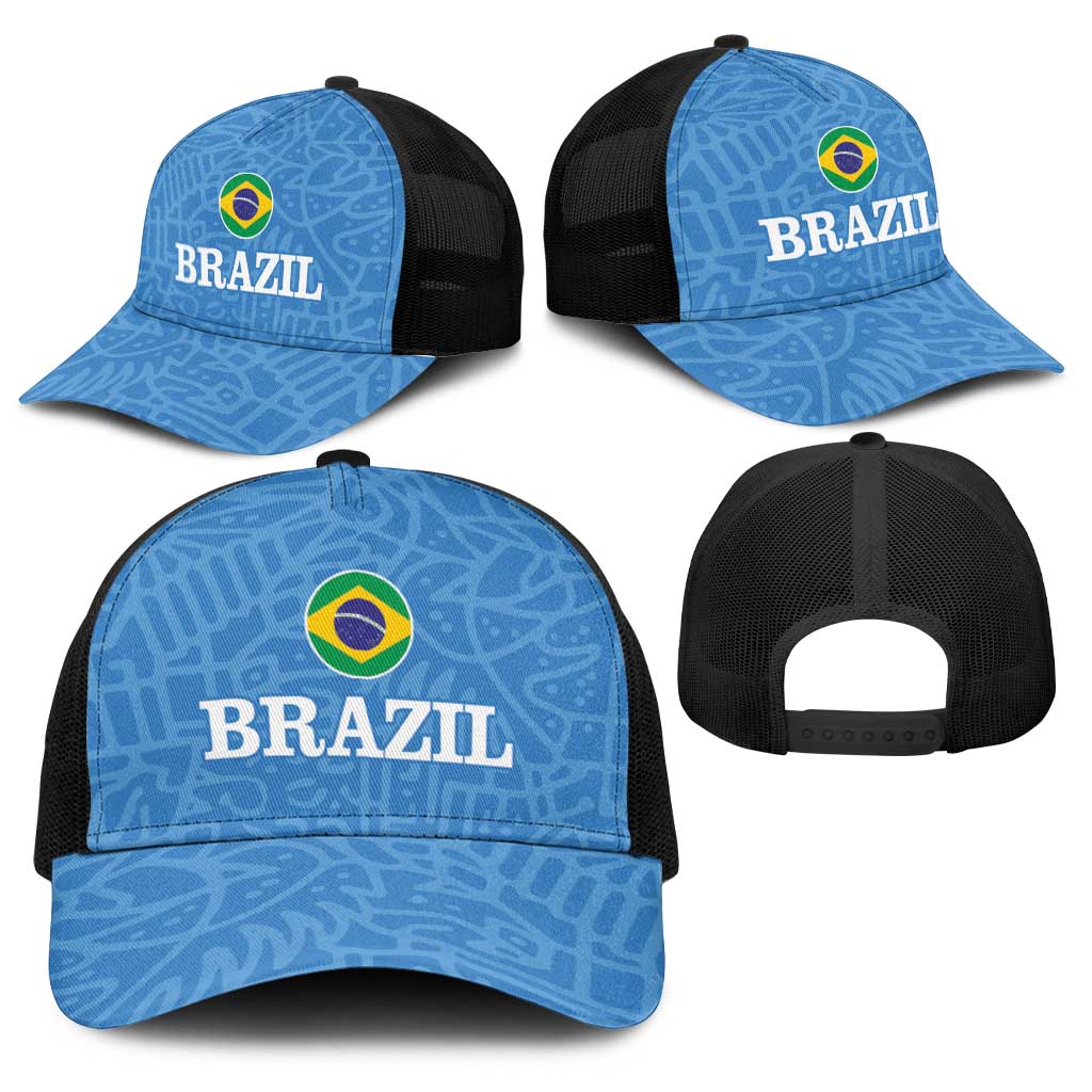 Brazil Football Baseball Net Cap Vamos Selecao - Blue