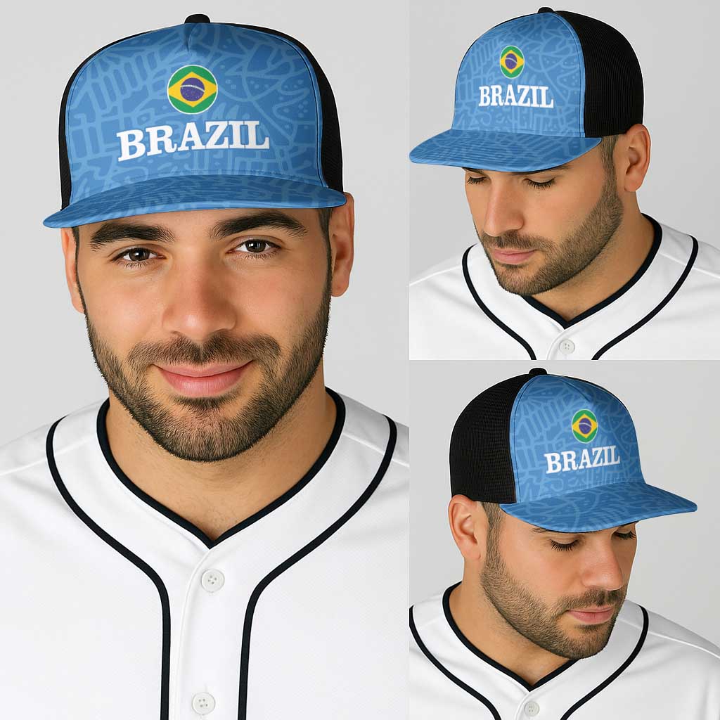 Brazil Football Baseball Net Cap Vamos Selecao - Blue