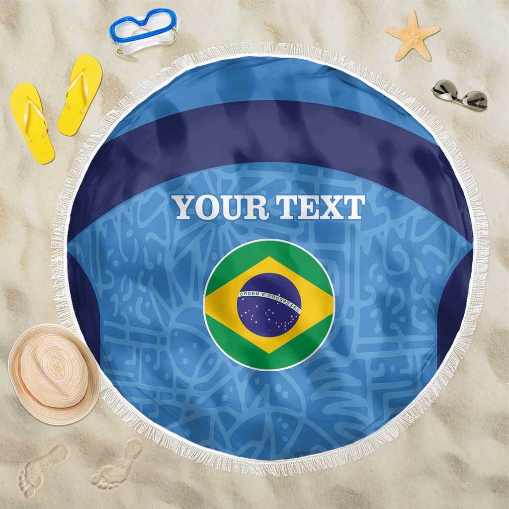 Custom Brazil Football Beach Blanket Vamos Selecao - Blue - Wonder Print Shop