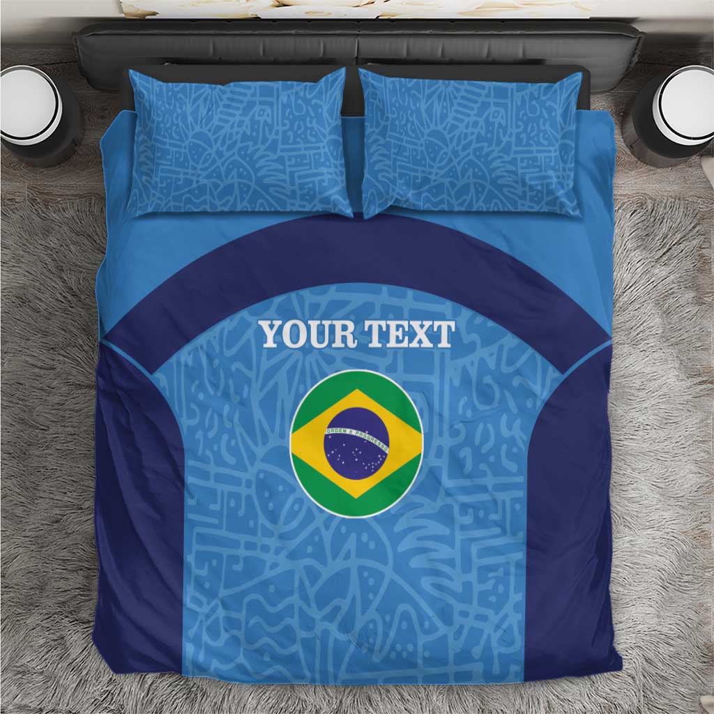 Blue Brazil flag custom bedding set with matching pillowcases