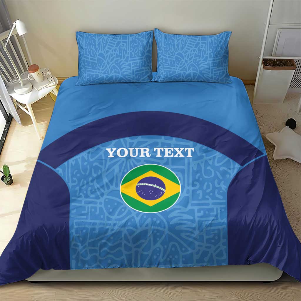 Blue Brazil flag custom duvet set with two matching pillowcases