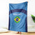 Custom Brazil Football Blanket Vamos Selecao - Blue