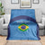 Custom Brazil Football Blanket Vamos Selecao - Blue