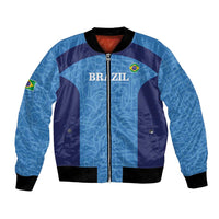 Blue Brazil football bomber jacket, full-zip with ribbed cuffs and crest patch