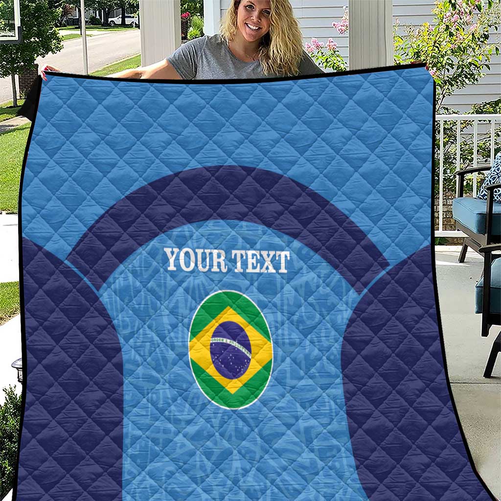 Custom Brazil Football Quilt Vamos Selecao - Blue - Wonder Print Shop