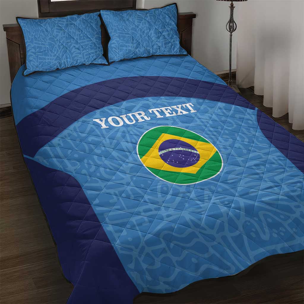 Custom Brazil Football Quilt Bed Set Vamos Selecao - Blue - Wonder Print Shop