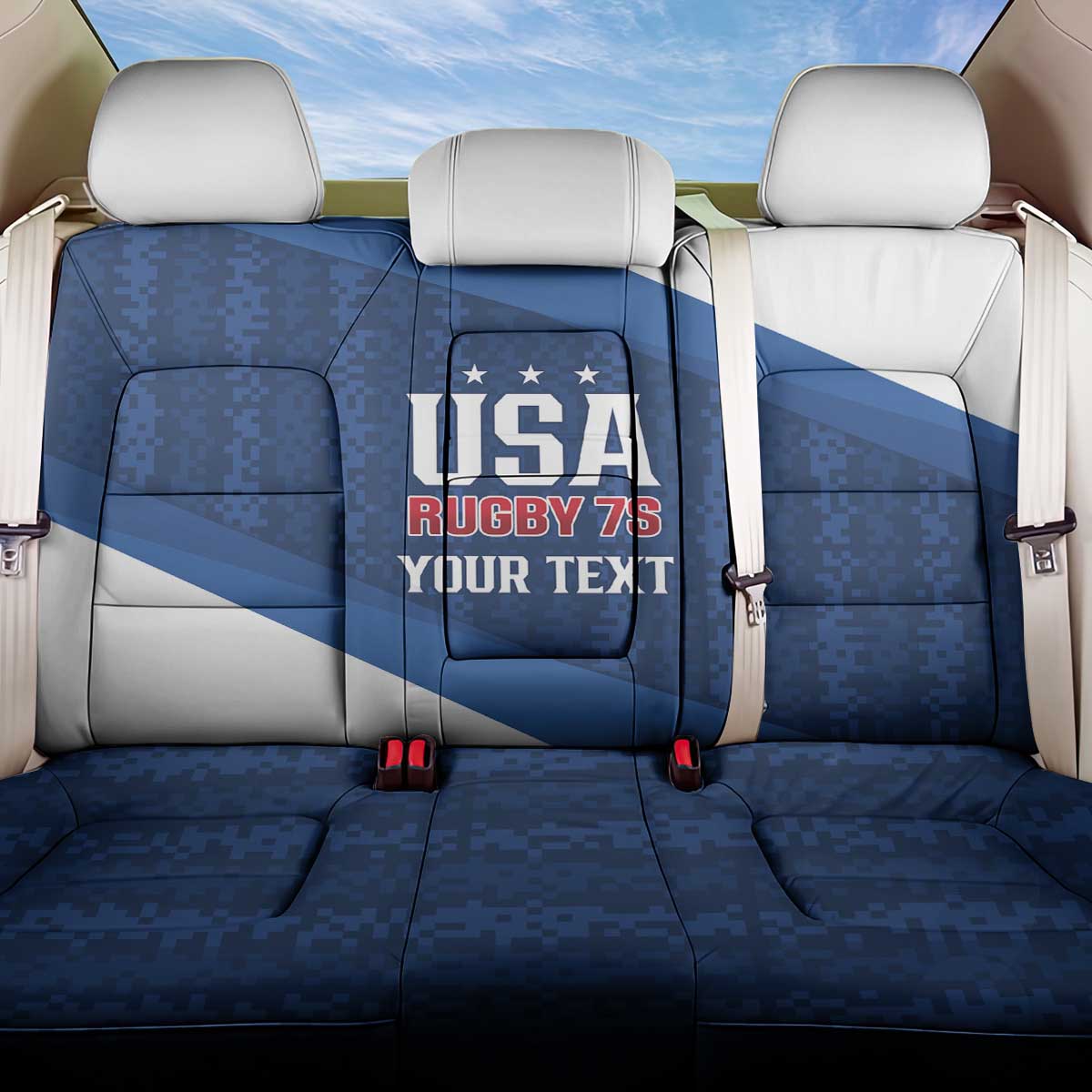 Custom USA Rugby 2025 Back Car Seat Cover Go Champions Eagles - Wonder Print Shop