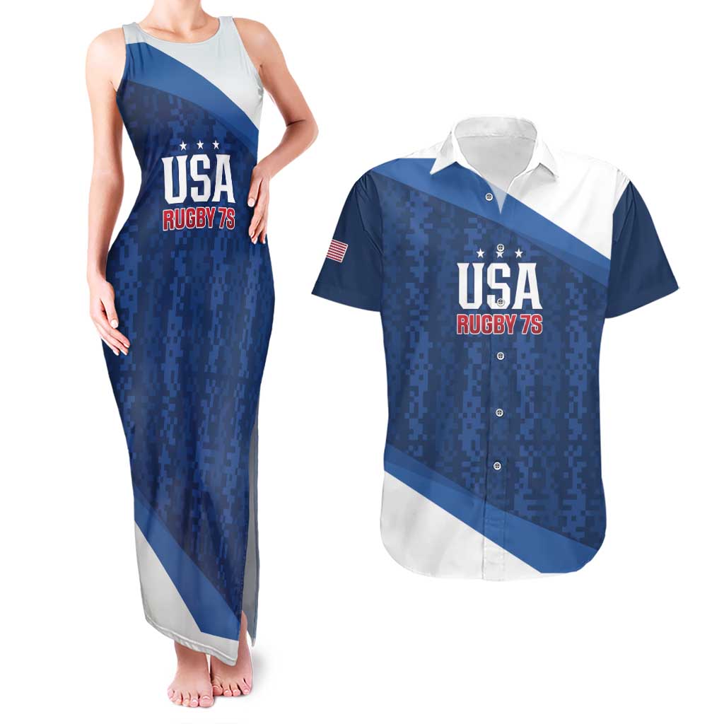 Custom USA Rugby 2025 Couples Matching Tank Maxi Dress and Hawaiian Shirt Go Champions Eagles - Wonder Print Shop