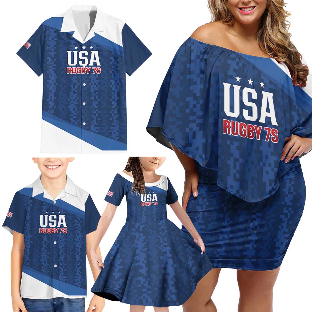 Custom USA Rugby 2025 Family Matching Off Shoulder Short Dress and Hawaiian Shirt Go Champions Eagles - Wonder Print Shop