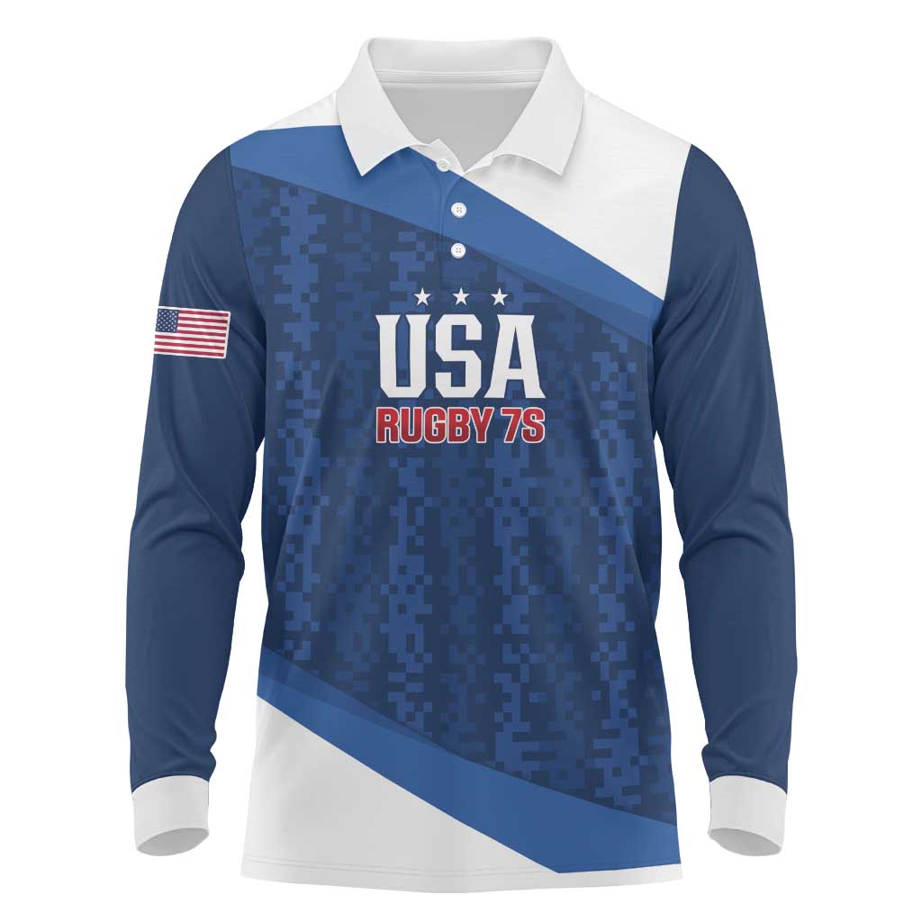 Custom USA Rugby 2025 Long Sleeve Polo Shirt Go Champions Eagles - Wonder Print Shop