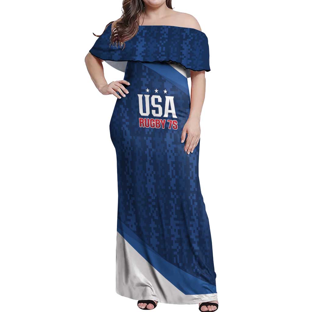 Custom USA Rugby 2025 Off Shoulder Maxi Dress Go Champions Eagles - Wonder Print Shop