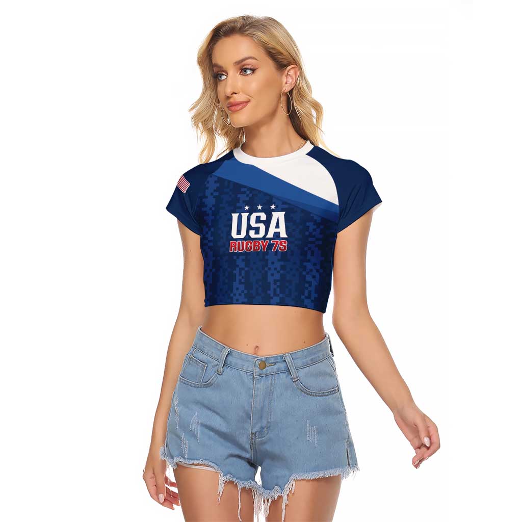 Custom USA Rugby 2025 Raglan Cropped T Shirt Go Champions Eagles