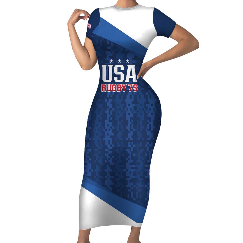 Custom USA Rugby 2025 Short Sleeve Bodycon Dress Go Champions Eagles