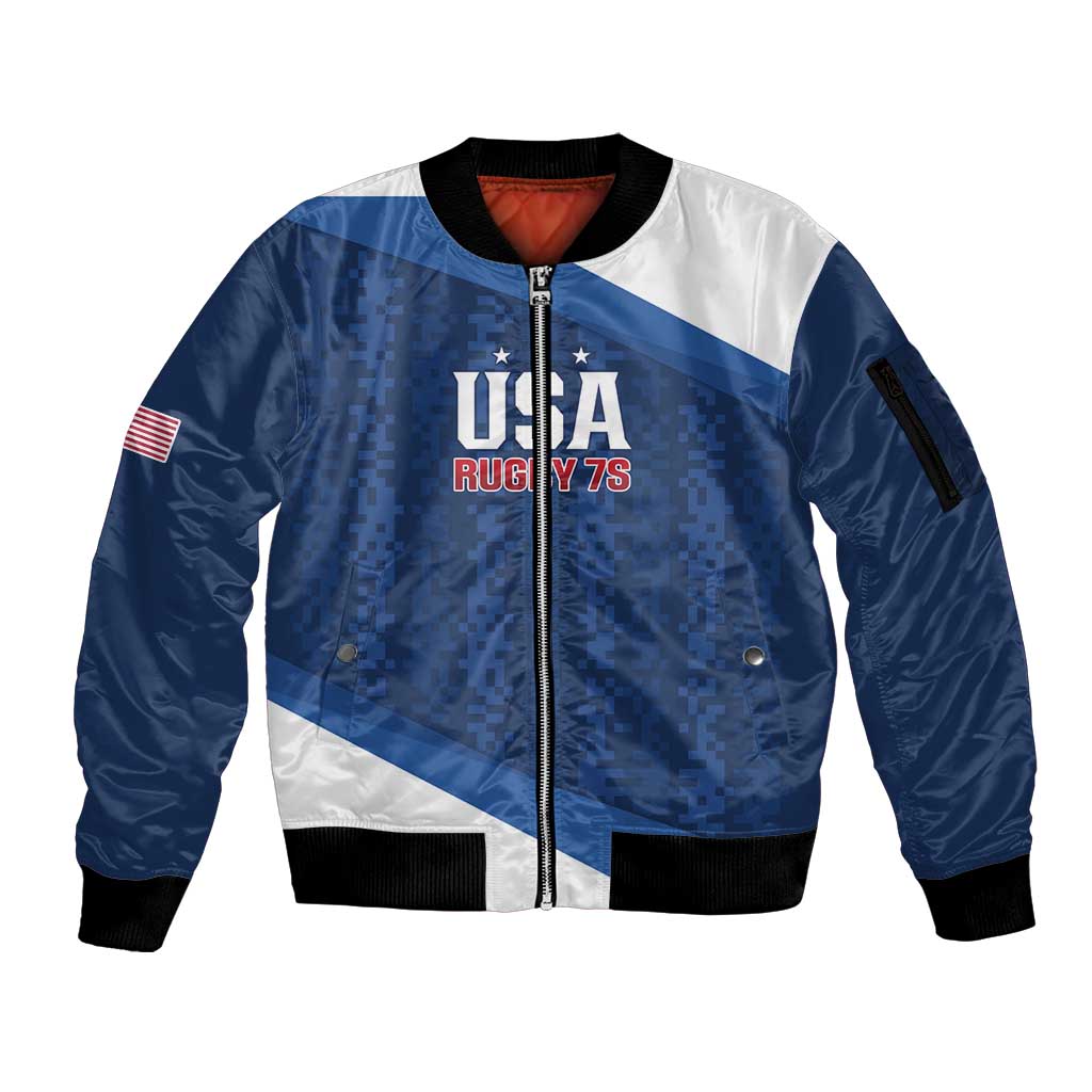 Custom USA Rugby 2025 Sleeve Zip Bomber Jacket Go Champions Eagles