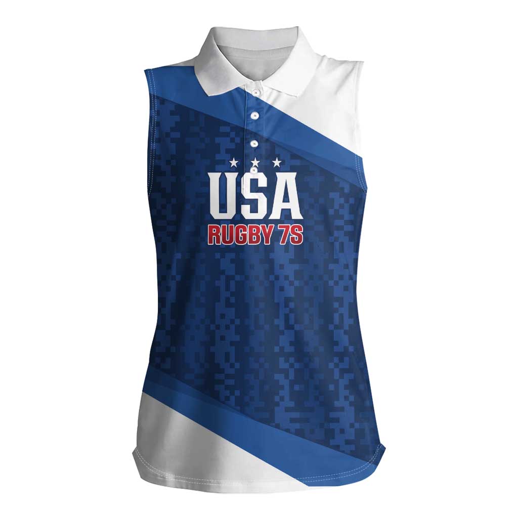 Custom USA Rugby 2025 Women Sleeveless Polo Shirt Go Champions Eagles