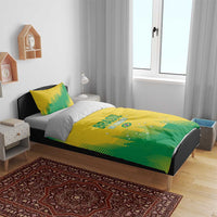 Yellow and green bedding set with duvet and two pillowcases, Brasil Go Yaras graphic