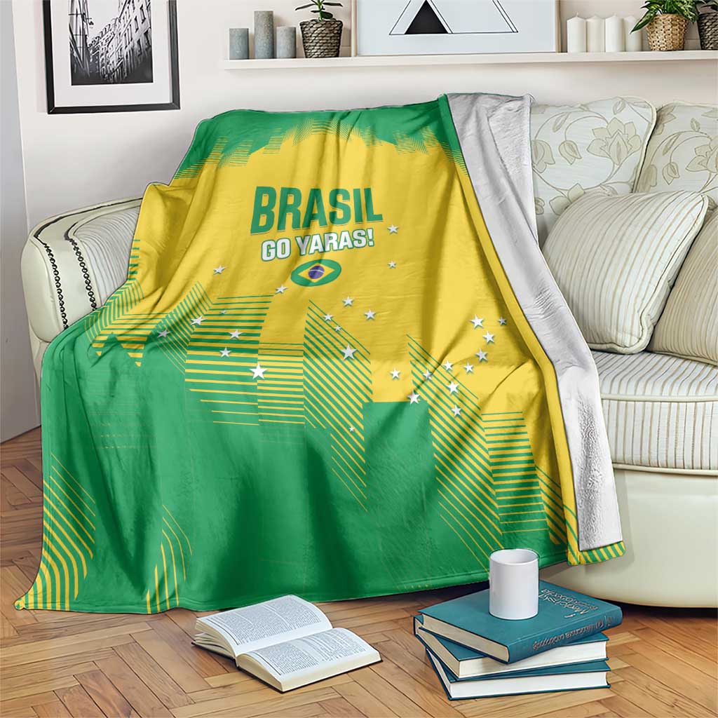 Brasil go Yaras rugby blanket, green and yellow with star map graphic