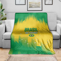 Brasil go Yaras rugby blanket on sofa, green and yellow star field design