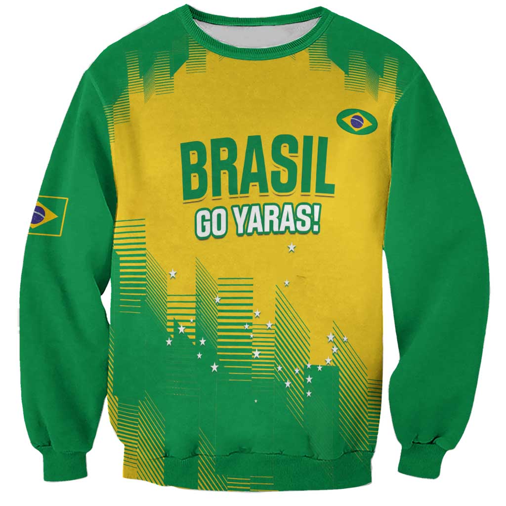 Green and yellow unisex sweatshirt with Brasil Go Yarabas graphic on front