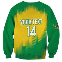 Green and yellow unisex sweatshirt with YOUR TEXT 14 graphic on back