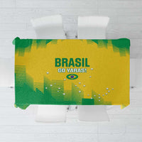 Brazil rugby tablecloth in yellow and green with star graphic and 'BRASIL' text