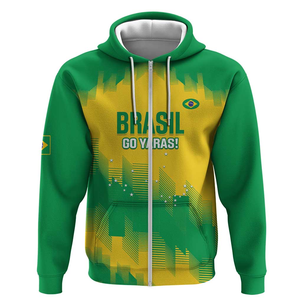 Custom Brasil Rugby 2025 Zip Hoodie Go Champions Yaras - Wonder Print Shop