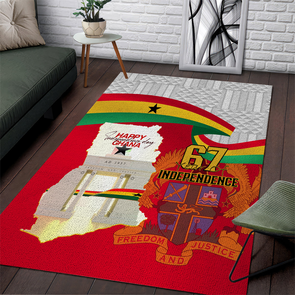 Ghana Independence Day Area Rug Gana Map Happy 67 Years Anniversary - Wonder Print Shop