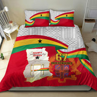 Ghana flag independence bedding set with red duvet, green-and-yellow stripes, 67 graphic