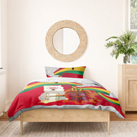 Ghana flag bedding set with red duvet and two pillows, 67 Independence center print