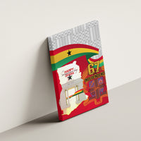 Ghana independence canvas wall art angled on wall with Ghana flag colors and 67 Independence