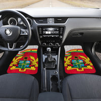 Red Ghana flag artwork car floor mats with crest design, front row set