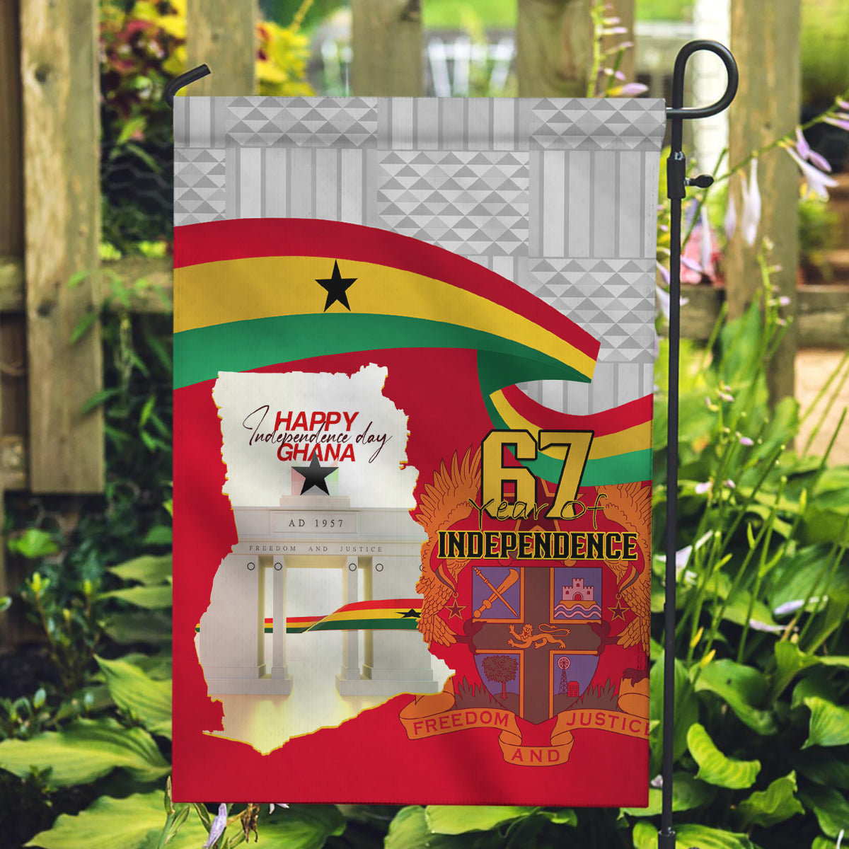 Ghana Independence Day Garden Flag Gana Map Happy 67 Years Anniversary - Wonder Print Shop