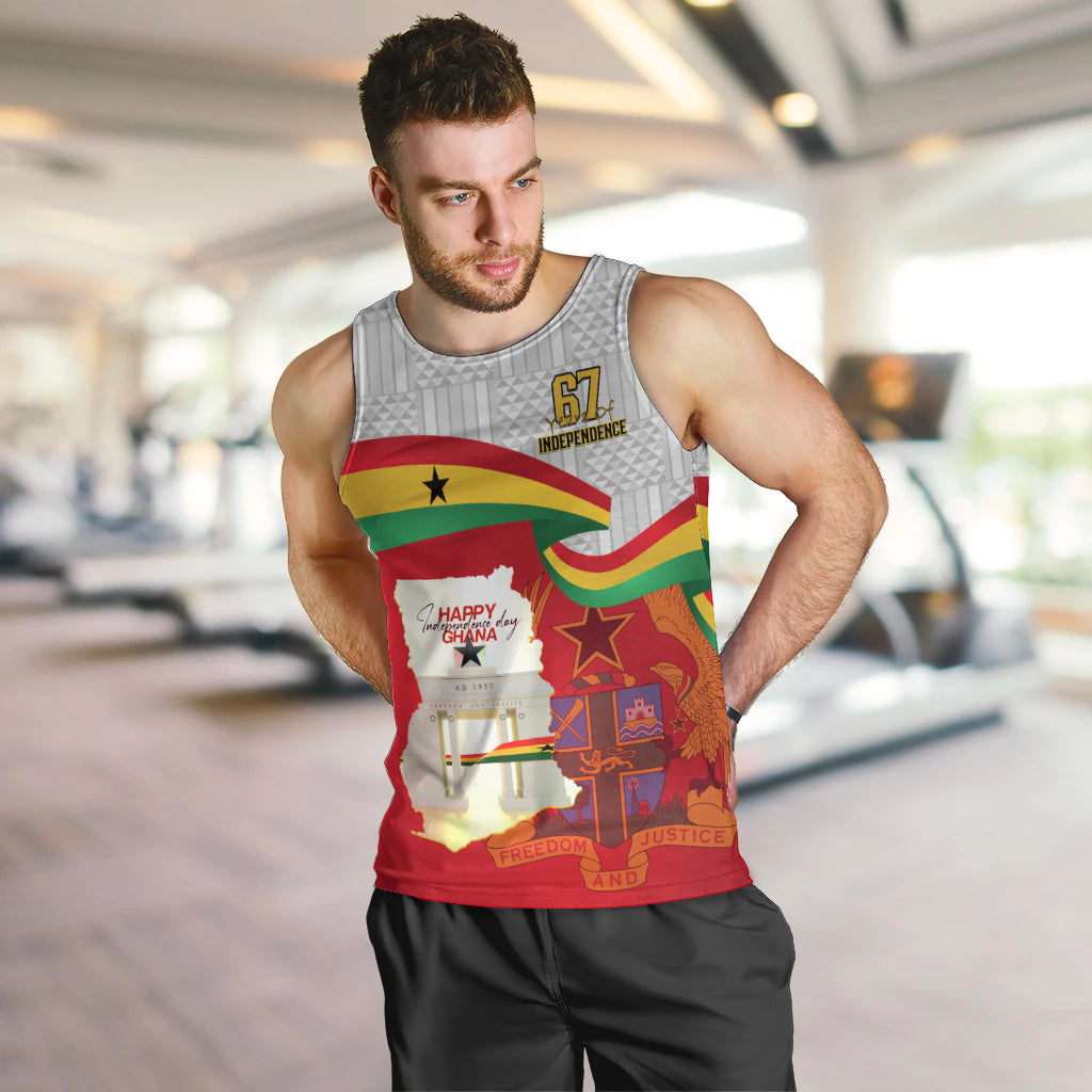 Ghana Independence Day Men Tank Top Gana Map Happy 67 Years Anniversary - Wonder Print Shop