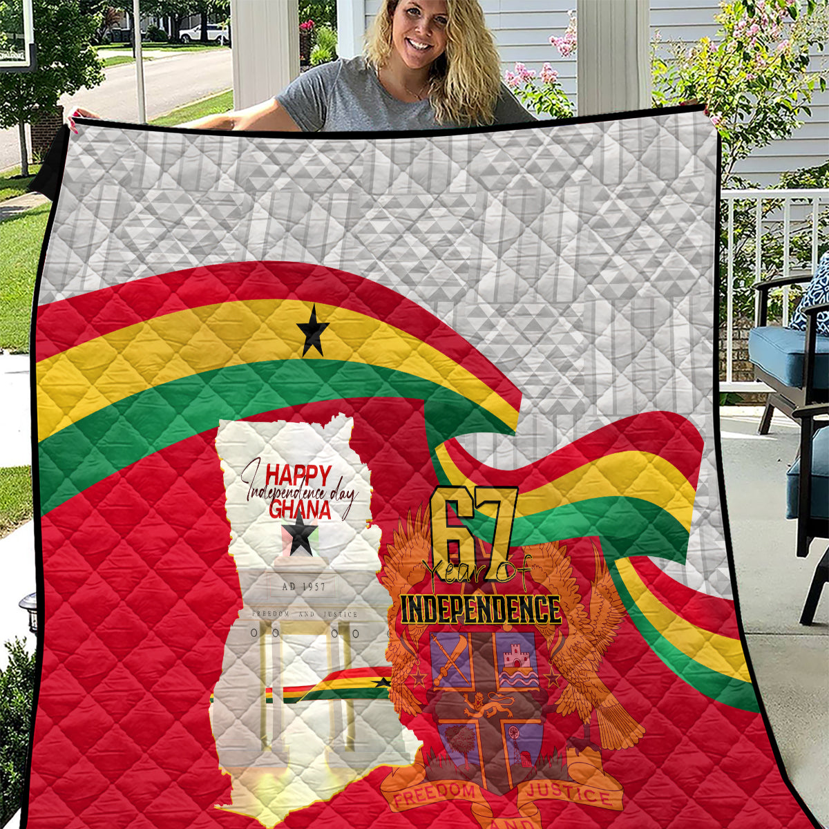 Ghana Independence Day Quilt Gana Map Happy 67 Years Anniversary