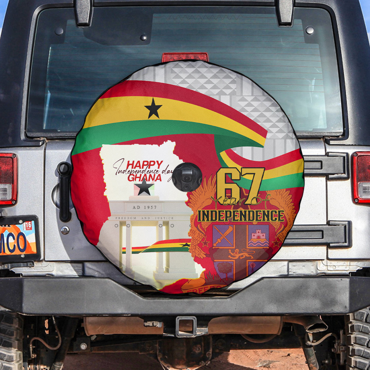 Ghana Independence Day Spare Tire Cover Gana Map Happy 67 Years Anniversary - Wonder Print Shop