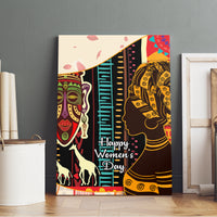 Africa-themed canvas wall art featuring a female profile with ornate patterns, mask face, and “Happy Women’s Day”