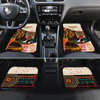 African-pattern car floor mat set with colorful woman, drums, and animals design