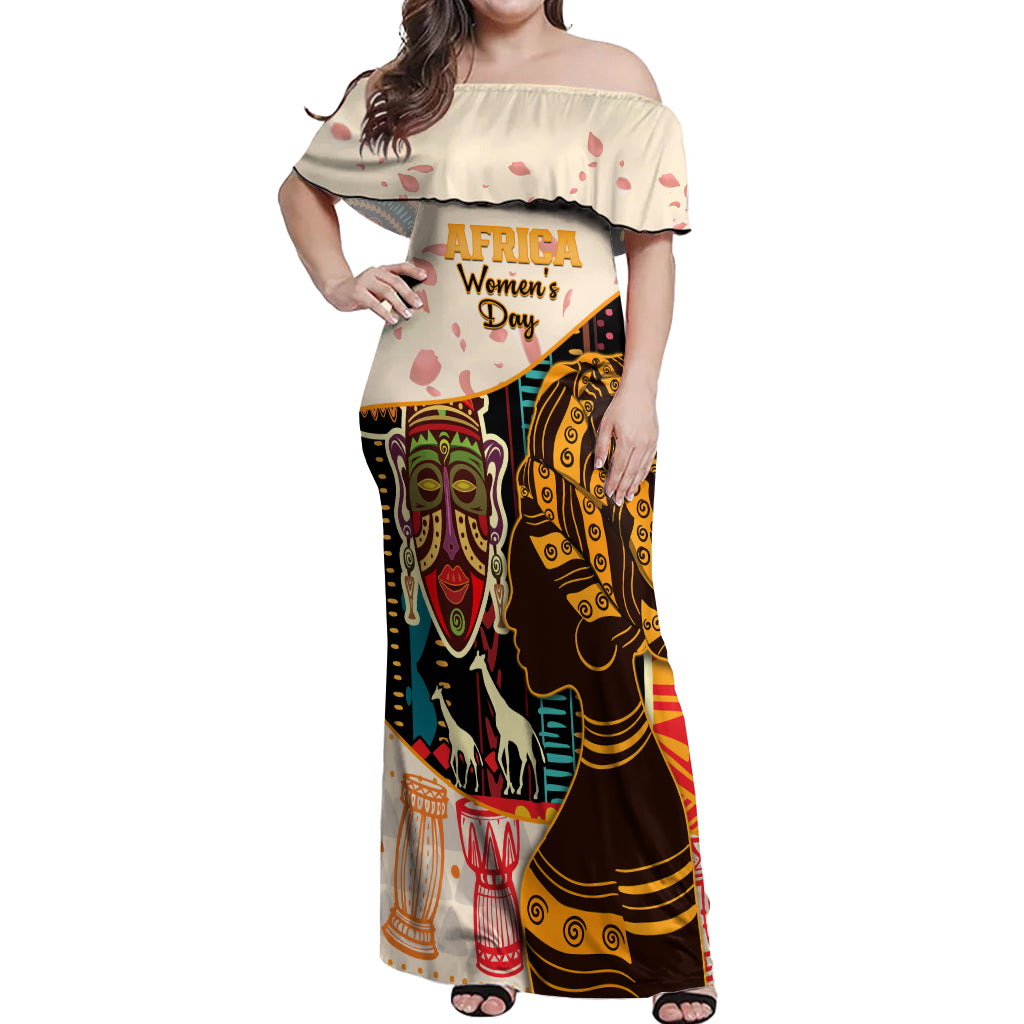 Africa International Women Day Off Shoulder Maxi Dress African Pattern