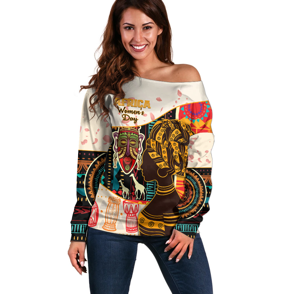 Africa International Women Day Off Shoulder Sweater African Pattern