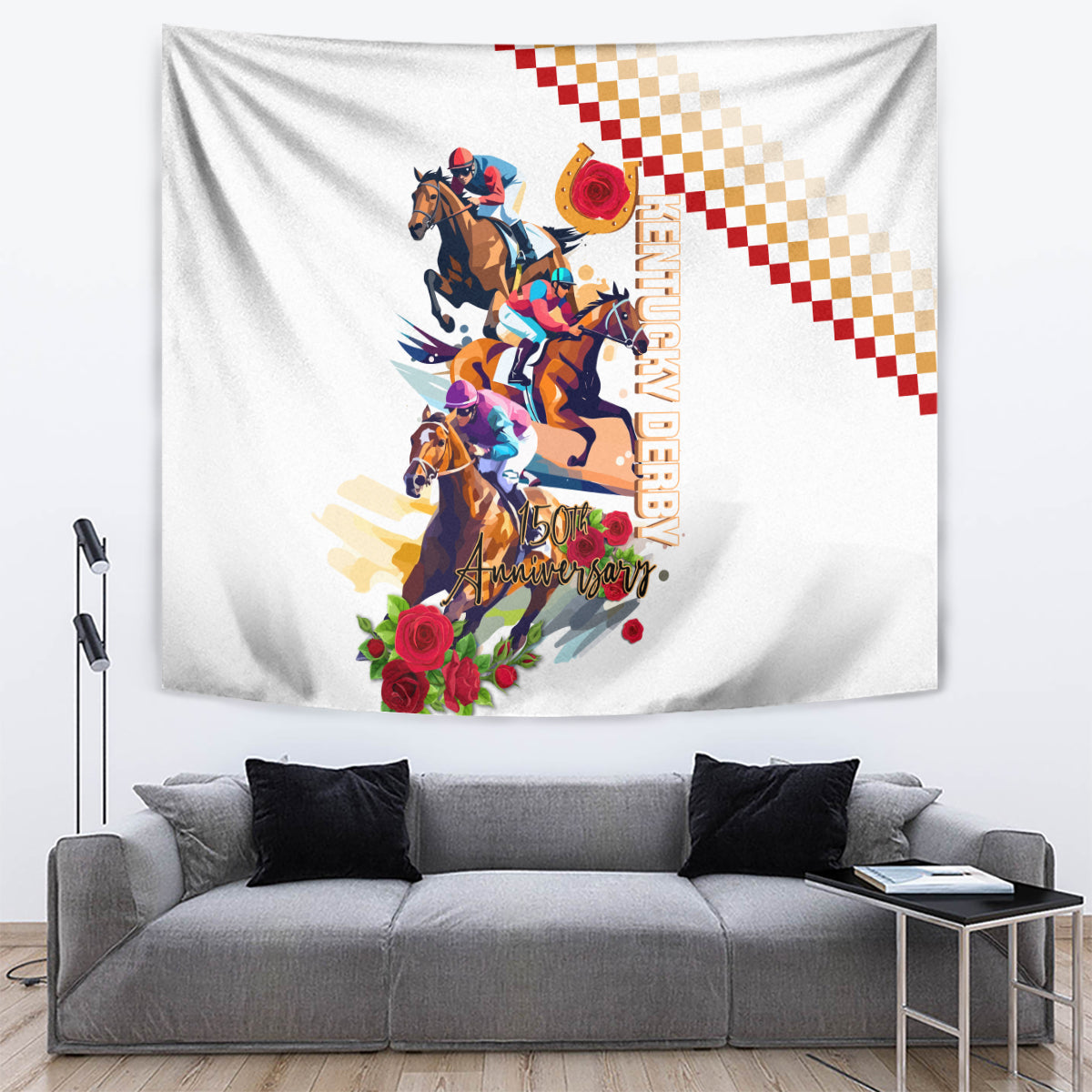 Kentucky Horse Racing Tapestry 2024 Happy 150th Anniversary With Roses