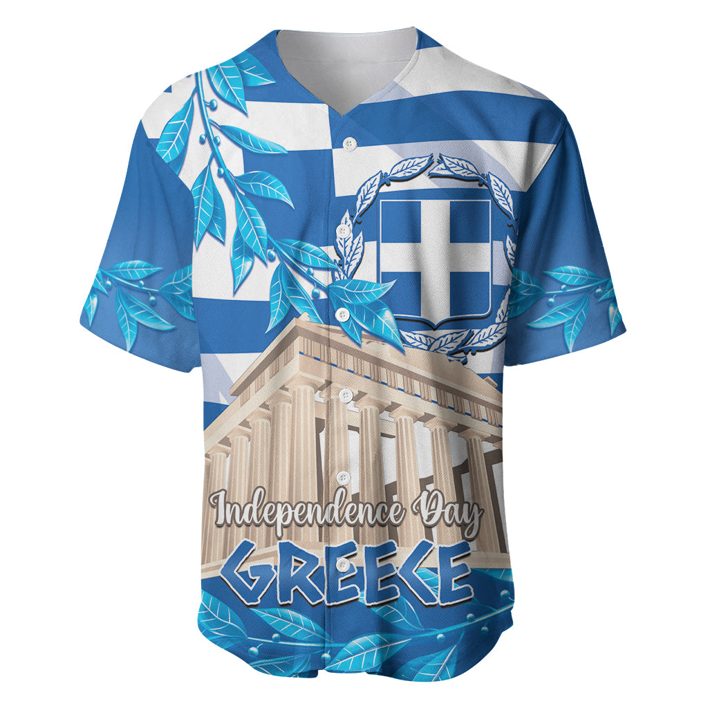 Personalised Greece Independence Day Baseball Jersey Acropolis Mix Laurel Branch - Wonder Print Shop