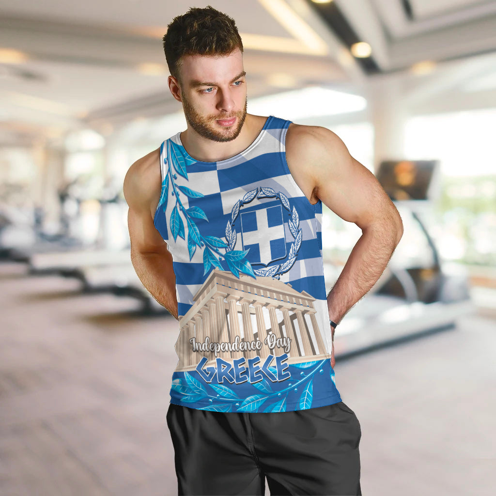 Personalised Greece Independence Day Men Tank Top Acropolis Mix Laurel Branch - Wonder Print Shop